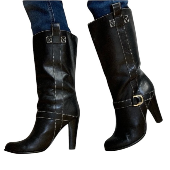 Lauren Ralph Lauren black‎ LEATHER knee high boots size 10M - Picture 1 of 8